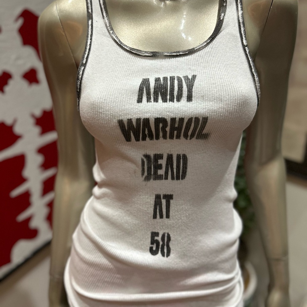 ⚡️ANDY WARHOL DEAD AT 58 graffiti distressed soft ribbed pop art Tank Top M